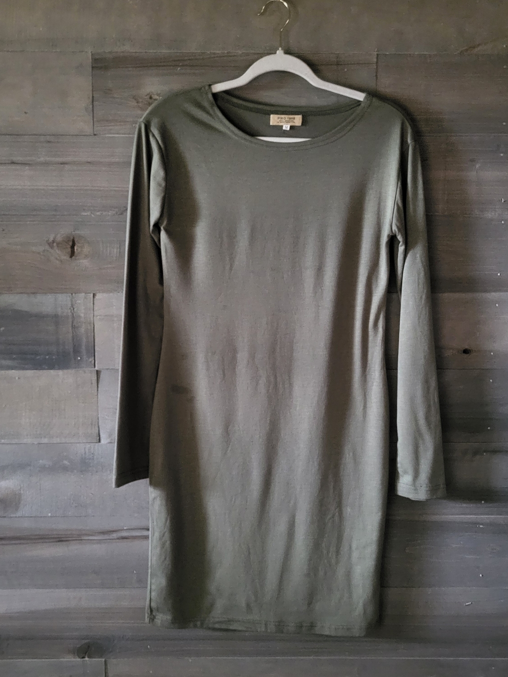 Minimalist Olive Green Bodycon Dress, Simple, Classy Fit M